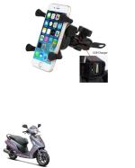 QiisX X-Grip Mobile Phone Holder with USB Charger Bike Mobile Holder for Hero Maestro Edge 125