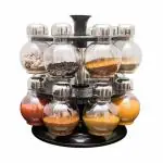 FRESTYQUE Plastic Multipurpose 360 Degree Revolving Transparent Spice Jar Masala Dani Containers Rack Condiment Set Vatti Anjarai Petti for Kitchen Combo ( Pack of 16 )