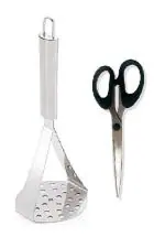 Stainless Steel Potato Masher With Kitchen , Multipurpose Use Mini Scissor and Multicolour, Pack of 2