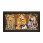 Puja N Pujari 5 Gods Photo Frames Tirupati Balaji Lakshmi Ganesh Saraswati Shiva Parvati Photo Frame for Pooja Room, wall hanging (11 X 21 Inch) with One Natural Agarbatti packet free