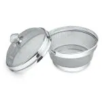 Prabha Stainless Steel Wire Mesh Filter Colander Mesh Basket, Strainer Fruits Basket, Colander Basket, Vegetable Basket, Multipurpose Basket, Fridge Basket, Fruits Basket, Size 22cm