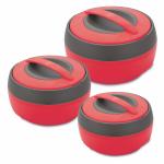 Homee Ware Cosmos Red Stainless Steel Casserole (Set of 3)