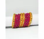 Aashirwad Traders Handmade Multicolor Plastic and Silk Thread Kundan Bangle (Women) - 2.8 (set of 12)
