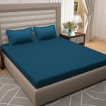Story@Home 400 TC 100% Cotton Navy  Blue King size Bedsheet with 2 pillow Covers 270cm X 270cm