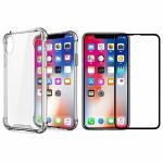 Kite Digital iPhone X/Xs Transparent Bumper Shock Proof Corner Soft TPU Silicone Flexible Back Case Cover + 5D/6D/11D/21D (Black) Tempered Glass Screen Protector