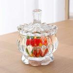 DANKHARA BROTHERS Kabir Lotus Shaped Clear Glass Crystal Container Jar Candy Box Bowl With Lid For Dry Fruit Storage And Gift, 100 ml