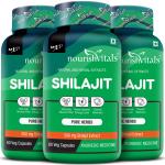 Nourish Vitals Premium Shilajit 50% Fulvic Acid High Strength 500 mg Extract, Naturally Mineral Rich, 60 Veg Capsules (Pack Of 3)