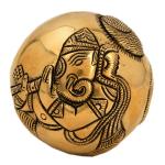 Kalarambh Bharat Haat Yellow Brass Ganesh Paper Weight Handicraft Art 7 x 7 x 7 cm