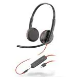 Poly by Plantronics Black Blackwire 3225 USB C Wired Headset - Dual-Ear Stereo With Boom Mic 3.5 mm