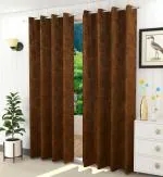 JARS Collections Set of 2 Velvet floral suede Blackout Dark brown Door Curtains(4x7 ft)