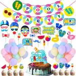Party Propz Paper Summer Theme Decoration With Photo Booth Props (Set Of 77)