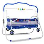 BUMTUM Baby Cradle With Swing, Comfortable Sleeping Jhula Palna For New Born Babies | Multi-use Baby Cradle, Push Wheel Cart For Baby (Blue)