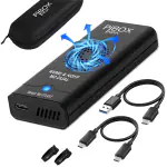 Pibox India NVMe/NGFF SATA Dual SSD Enclosure with Smart Fan - USB 3.2 10Gbps, Tool-Free M.2 NVMe Case, PCI-E NVMe to USB-C, Supports M, B&M Key Slots for 2230/2242/2260/2280 SSDs, RTL9210B Chipset.