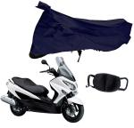 Riderscart 1 Bike Cover & 1 Pollution Mask for Suzuki Burgman 125 (Blue)