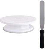Bulky Buzz Best of Baking Multicolor Plastic Baking Tools Set, pack of 2 (Cake Turn Table, Cake Spatula Knife)