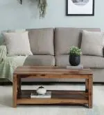 SMAART CRAAFTS BAHRAIN SOLID WOOD CENTRE TABLE FOR LIVING ROOM | LIVING ROOM FURNITURE | PREMIUM RECTANGULAR COFFEE TABLE FOR HOME | BROWN FINISH | SOLID SHEESHAM WOOD |