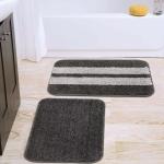 Weavekart Grey and Light Grey Mircofiber Bathroom Mat 40 x 60 cm (Pack of 2)