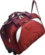 FEDRA Red Polyester Strolley Duffle Bag with Wheels - 40 L