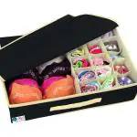 QUAIL Closet Socks Organizer Drawer | Lingerie Organizer | Bra Organiser | Undergarments Storage Box | With Lid Non Woven Drawer Wardrobe Organizer Foldable Storage Box Organiser - Black