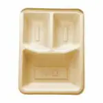 Naturel Tableware White Bagasse 3 Compartment Biodegradable Eco Friendly Use And Throw Dinner Disposable Plates