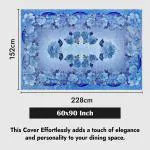 Dakshya Industries Flower Design 6 Seater Dining Table Cover| Table Cover |Waterproof & Heat Resistant,Polyvinyl Chloride (PVC),Rectangular,Pack of 1( Blue )