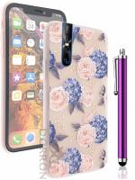 DORRON 3D Floral Back Cover for Vivo V15 Pro - Printed Soft TPU Protective and Stylish Girls Case with Stylus Pen - Blue