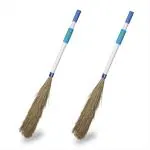 VIMAL Phulwari Household No-Dust Soft Brooms Combo Set of 2 Units for Dry Floor Cleaning (Multicolour, Standard Size)
