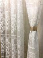 JARS Collections Set of 2 Net Sheer White Flower Design Window Curtains(4x5 ft)