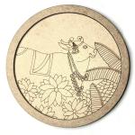 Earmark Pichwai Cow & leaf Motifs MDF Engraved Design Wall Plate Base with Frame Cutout for DIY Craft