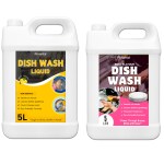 Fivanta Dish Wash Liquid Utensil Cleaning Formulas Lemon 5L & Rose 5L