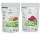 NISARG ORGANIC FARM Combo of Fenugreek Seed and Hibiscus Powder I Natural & Herbal I Suitable for Hair Pack, oil, Face pack, cooking, Health drinks, and Hibiscus Tea I Traditional Method Made - 500g x 2 Pack