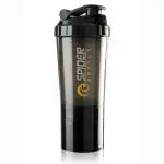 Homeleven Spider Protein Gym Shaker Bottle BPA Free Leak Proof Plastic with Extra Compartment 500 ML - Black