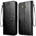 Tingtong Vintage Leather Finish Flip Cover for Samsung Galaxy On5/On5 Pro | Inside Pockets & Inbuilt Stand | Wallet Style Back Case | Magnet Closure (Black)