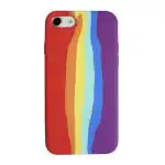 LIRAMARK Liquid Silicone Soft Back Cover Case for Apple iPhone SE 2022/2020/8/7 - (Rainbow)
