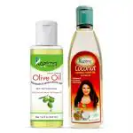 KAZIMA Olive Oil And Coconut Herbal Hair Oil For Hair, Skin And Body, 100 ml Each (Combo Of 2)