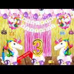 SV Traders Unicorn Theme 3rd Birthday Decoration For Girls/Boys/Kids Combo Of 80