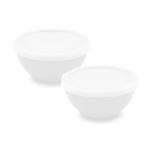 Jaycee Microwave Safe And BPA Free White Round Virgin Plastic Multipurpose Bowl With Lid - 300 Ml (Pack Of 2)