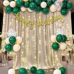 Festiko Happy Birthday Green Combo (105 Pcs), Birthday Celebration, Party Decoration Supplies (Balloons Arch Kit, Fairy Lights, Banner)