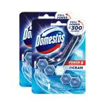 Domestos Power Five Toilet Rim Block, Ocean, Limescale Removal With Long Lasting Ocean Fragrance, 55 G (Pack Of 2)