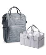 Sunveno Diaper Bag and Diaper Caddy, Nova Grey