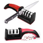 ZURU BUNCH 3 Stage Manual Professional Knife Sharpener for Kitchen, Camping & Hiking, Stainless Steel Kitchen Knife Sharpener Helps Repair, Restore and Polish Blades, Knife, and Scissors