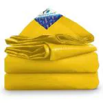 TUFFPAULIN 9FT X 6FT 70 GSM Yellow Tarpaulin Tirpal Tadpatri Tharpai Thadika, Extra Strong, Reinforced Eyelets, UV Resistant, 100Percentage Waterproof, 6 Layer MLCL 3D Rib Technology,1 No.