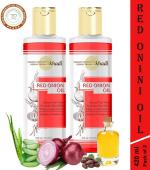 Parwati Gramudyog Herbal Products Khadi Red Onion Oil Increase Hair and Reduces Hair Fall for Healthy Hair 420ml (Red)