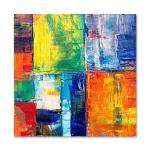 Tamatina Multicolor Colour Block Abstract Art Canvas Painting - 24X24 Inch