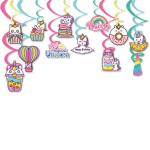Festiko 12 Pcs Unicorn Theme Swirls With Cutouts, Unicorn Theme I Am Four Birthday Supplies, Unicorn Theme Decoration Supplies, Unicorn Party Decorations, Unicorn Theme Supplies