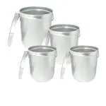 BH BARTAN HUB Aluminium PAVALI 4PC Aluminium Grocery Container - 10 kg, 15 kg, 20 kg, 25 kg, 4 Pieces, Silver