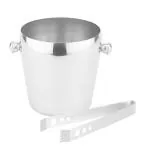 Finality Silver Stainless Steel Ice Bucket With Ice Tong (Combo Of 2)