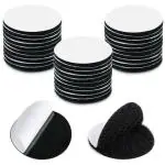 Hasthip Black Polyester Capacity Round Double Sided Hook Loop Dots Tape-Self Adhesive Fastener Interlocking Tape (Set Of 30)