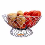 SQUARO ONLINE STORE Stainless Steel Multipurpose Fruit and Vegetable Basket Stand Dinning Table Storage Bowl Tray Kitchen Accessories (Flower Shape Fruit Basket)
