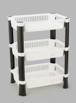 THEODORE Plastic Vegetable Trolley Rack for Kitchen Storage Vegetable Organizer, Vegetable Stand for Kitchen Basket, Storage Racks (White) (3 Layer, White)